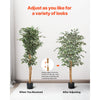 VEVOR 5FT Artificial Ficus Tree with Black Pot, Tall Faux Ficus Plant with Natural Wood Trunk and Realistic Green Leaves, Indoor Fake Silk Tree for Home, Office, Living Room, or Corner Décor
