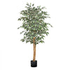 VEVOR 5FT Artificial Ficus Tree with Black Pot, Tall Faux Ficus Plant with Natural Wood Trunk and Realistic Green Leaves, Indoor Fake Silk Tree for Home, Office, Living Room, or Corner Décor