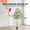 VEVOR Artificial Olive Tree, 6 FT Tall Faux Plant, Secure PE Material & Anti-Tip Tilt Protection Low-Maintenance Plant, Lifelike Green Fake Potted Tree for Home Office Warehouse Decor Indoor Outdoor