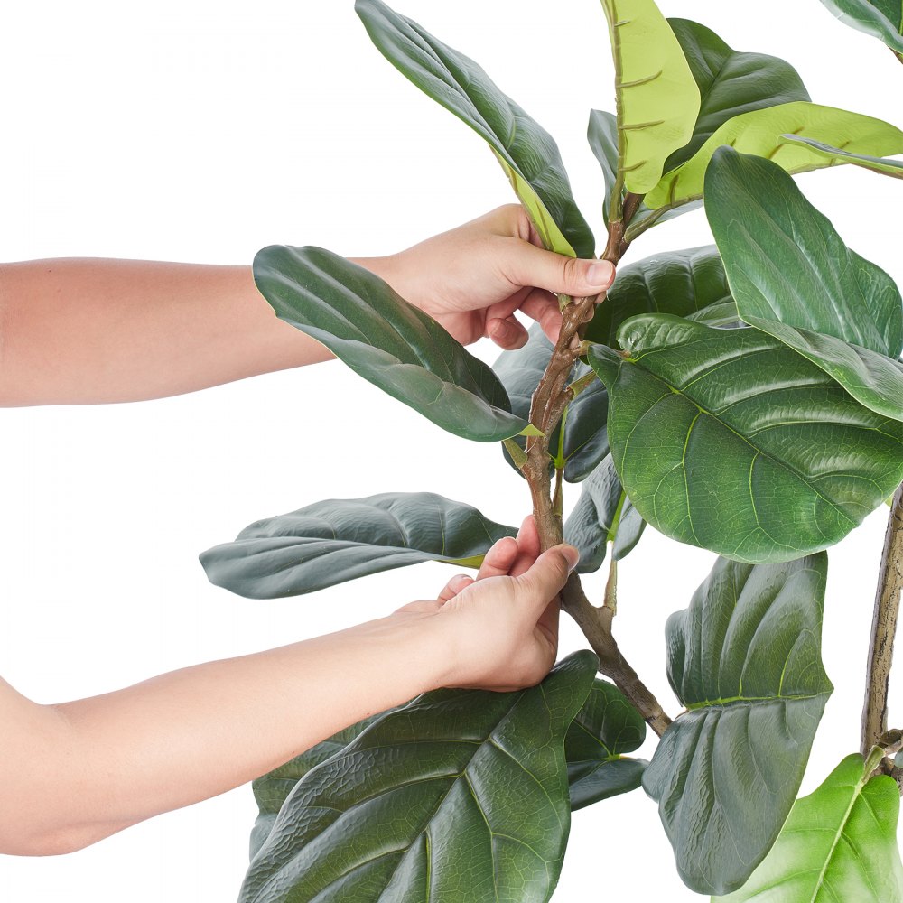 VEVOR Artificial Fiddle Leaf Fig Tree, 6 FT, Secure PE Material & Anti-Tip Tilt Protection Low-Maintenance Faux Plant, Lifelike Green Fake Potted Tree for Home Office Warehouse Decor Indoor Outdoor