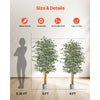 VEVOR 6FT Artificial Ficus Tree with Black Pot, Tall Faux Ficus Plant with Natural Wood Trunk and Realistic Green Leaves, Indoor Fake Silk Tree for Home, Office, Living Room, or Corner Décor