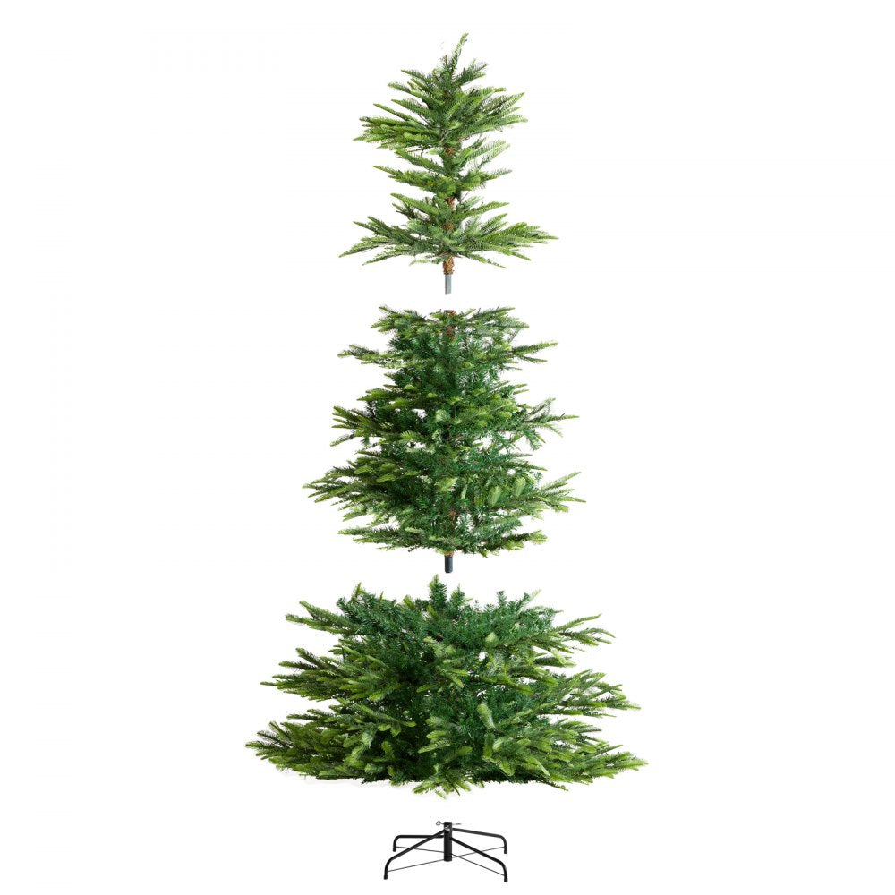 VEVOR Christmas Tree, 7.5ft Prelit Artificial Xmas Tree, Full Holiday Decor Tree with 700 Warm White LED Lights, 1319 Branch Tips, Metal Base for Home Party Office Decoration