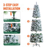 VEVOR Christmas Tree, 6.5ft Prelit Flocked Artificial Tree, Full Holiday Xmas Tree with 250 White LED Lights, 814 Branch Tips, Metal Base for Home Party Office Decoration