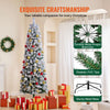 VEVOR Christmas Tree, 6.5ft Prelit Flocked Artificial Tree, Full Holiday Xmas Tree with 250 White LED Lights, 814 Branch Tips, Metal Base for Home Party Office Decoration