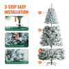 VEVOR Christmas Tree, 7.5ft Prelit Flocked Artificial Tree, Full Holiday Xmas Tree with 550 White LED Lights, 1346 Branch Tips, Metal Base for Home Party Office Decoration