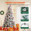 VEVOR Christmas Tree, 7.5ft Prelit Flocked Artificial Tree, Full Holiday Xmas Tree with 550 White LED Lights, 1346 Branch Tips, Metal Base for Home Party Office Decoration