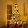 VEVOR Christmas Tree, 7.5ft Prelit Flocked Artificial Tree, Full Holiday Xmas Tree with 550 White LED Lights, 1346 Branch Tips, Metal Base for Home Party Office Decoration