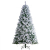 VEVOR Christmas Tree, 7.5ft Prelit Flocked Artificial Tree, Full Holiday Xmas Tree with 550 White LED Lights, 1346 Branch Tips, Metal Base for Home Party Office Decoration