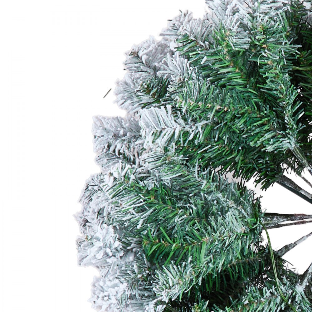 VEVOR Christmas Tree, 7.5ft Prelit Flocked Artificial Tree, Full Holiday Xmas Tree with 550 White LED Lights, 1346 Branch Tips, Metal Base for Home Party Office Decoration