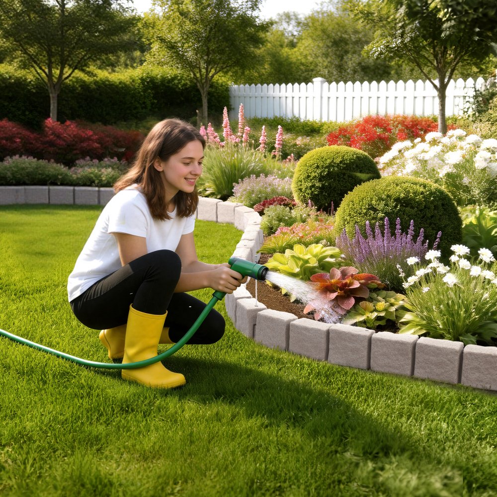 VEVOR Faux Stone Landscape Edging, 15.5 ft Kit, No Dig Garden Edging Border, Blocks for Lawn, Flower Beds, Yards, 4 Pack Each Section Has 6 Bricks 46.85"L x 3.94"W x 6.1"H, 9 Spikes & End Cap, Beige