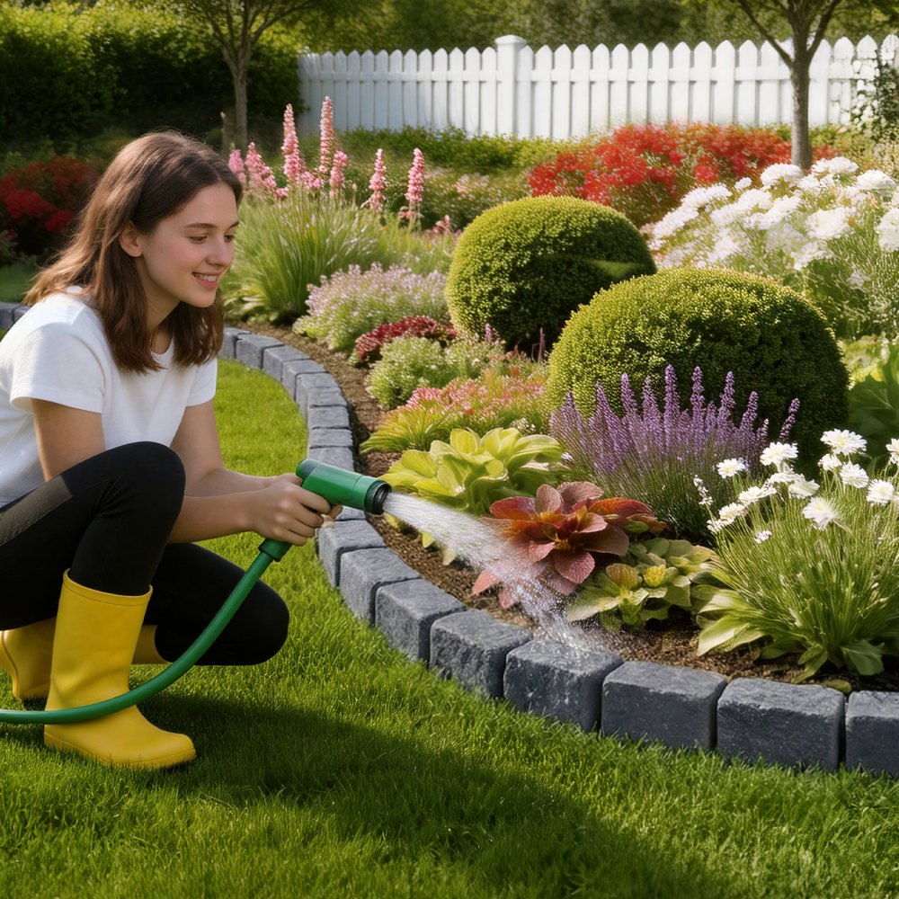 VEVOR Faux Stone Landscape Edging, 46.85" Kit, No Dig Garden Edging Border, Blocks for Lawn, Flower Beds, Yards, 1 Pack Each Section Has 6 Bricks 46.85"L x 3.94"W x 6.1"H, 3 Spikes, Sandstone Gray