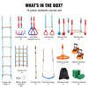 VEVOR Ninja Warrior Obstacle Course for Kids, 2 x 60 ft Weatherproof Slacklines, 500lbs Weight Capacity Monkey Line, Outdoor Playset Equipment, Backyard Toys Training Equipment Set with 14 Obstacles