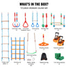 VEVOR Ninja Warrior Obstacle Course for Kids, 2 x 65 ft Weatherproof Slacklines, 500lbs Weight Capacity Monkey Line, Outdoor Playset Equipment, Backyard Toys Training Equipment Set with 12 Obstacles