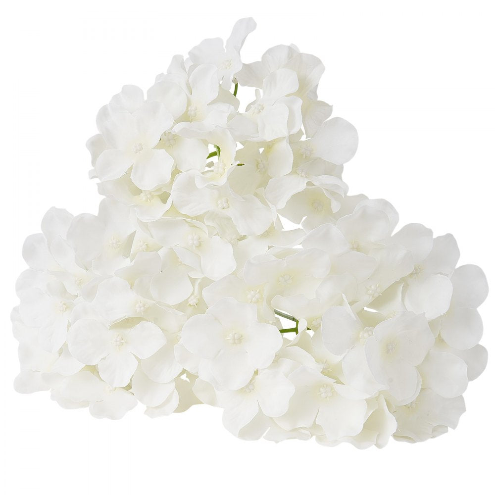 VEVOR Artificial Flowers, 205 pcs Real Looking White Silk Fake Hydrangea Bulk, White Faux Bridal Shower with Stems for DIY Wedding Bouquets, Home Centerpieces Arrangements, Party Tables Decorations