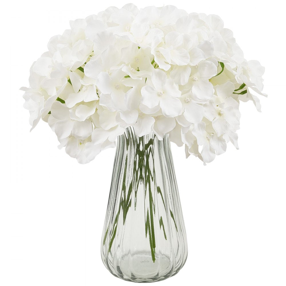 VEVOR Artificial Flowers, 205 pcs Real Looking White Silk Fake Hydrangea Bulk, White Faux Bridal Shower with Stems for DIY Wedding Bouquets, Home Centerpieces Arrangements, Party Tables Decorations