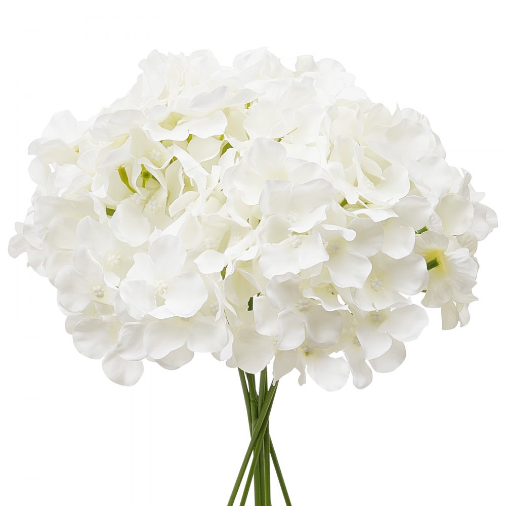 VEVOR Artificial Flowers, 305 pcs Real Looking White Silk Fake Hydrangea Bulk, White Faux Bridal Shower with Stems for DIY Wedding Bouquets, Home Centerpieces Arrangements, Party Tables Decorations