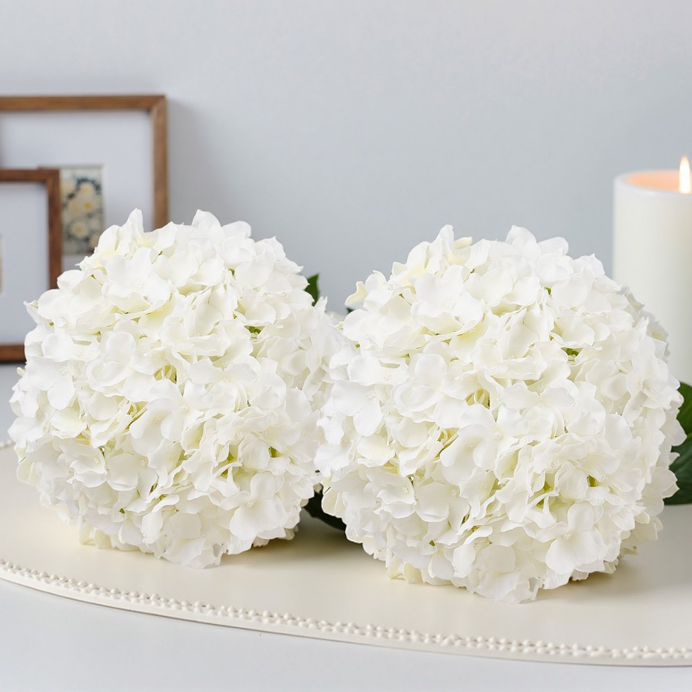 Vevor Artificial Flowers 65-Piece White Silk Hydrangea