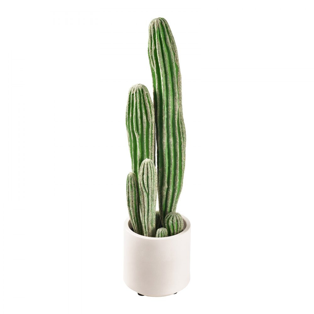 VEVOR Artificial Cactus, 24 in Tall Fake Cactus Plant with White Pot 1 Pack, for Home, Garden, Office, Living Room, Bedroom Indoor Decoration, Realistic Texture Large Faux Decor Plant, Premium HDPE