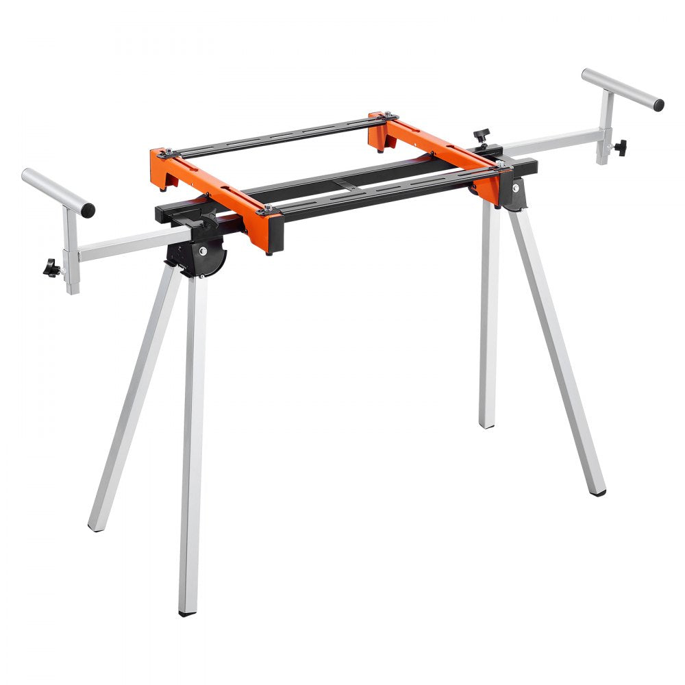VEVOR Miter Saw Stand, 300lbs Load Capacity Steel Collapsible Stand for Miter Saw with One-piece Mounting Brackets Clamps, Adjustable Height and Length, Portable Compact and Folding Miter Saw Stand