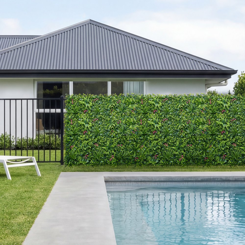 VEVOR Artificial Plant Wall, 16PCS 20 x 20 in Artificial Boxwood Panels, Greenery Backdrop Privacy Hedge Fence with Sun Protection, Fake Grass Wall Screen for Wedding, Indoor, Outdoor Garden, Backyard