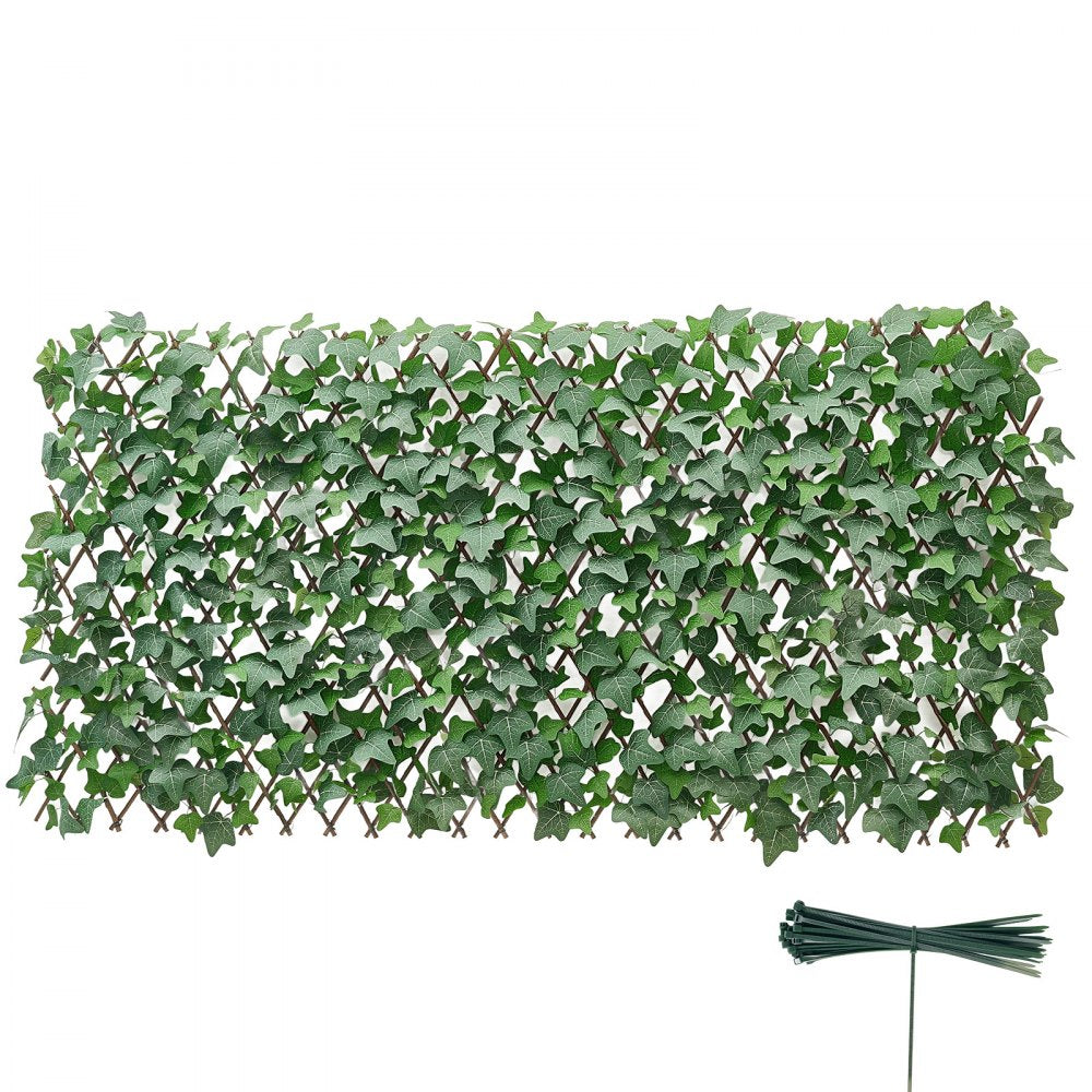 VEVOR Expandable Fence Privacy Screen, 25 x 126 in Expand Artificial Plant Wall, Realistic Artificial Ivy Panel with 50 Zip Ties, Decorative Faux Greenery Backdrop Hedges for Balcony Patio Outdoor