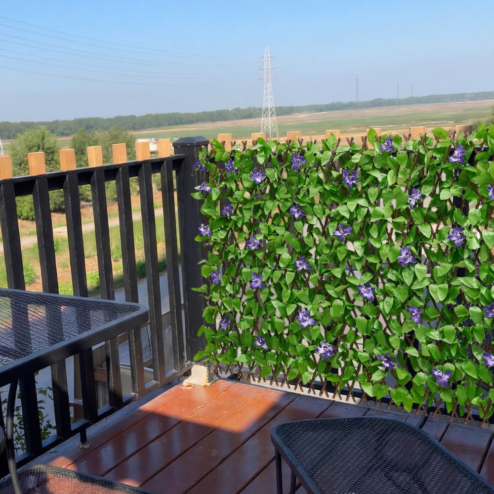 VEVOR Expandable Fence Privacy Screen, 25.5 x 122 in Expand Artificial Plant Wall, Realistic Artificial Ivy Panel with 50 Zip Ties, Decorative Faux Greenery Backdrop Hedges for Balcony Patio Outdoor
