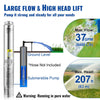 VEVOR Deep Well Submersible Pump, 1HP 115V/60Hz, 37gpm Flow 207ft Head, with 33ft Electric Cord, 4\" Stainless Steel Water Pump for Industrial, Irrigation&Home Use, IP68 Waterproof Grade