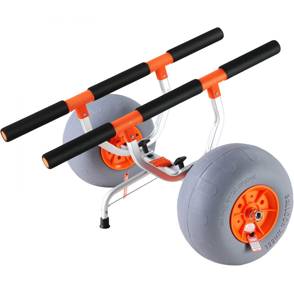 VEVOR Heavy Duty Kayak Cart, Foldable Canoe Trolley Cart with 12'' Tires, Adjustable Width 6.69"-17.32",350 Lb Weight Capacity Kayak Trolley for Kayaks Canoes Paddleboards Float Mats Jon Boats