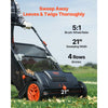 VEVOR Push Lawn Sweeper, 21inch Leaf & Grass Collector, Strong Plastic Wheels & Heavy Duty Thickened Steel Durable to Use with Large Capacity 3.5 cu. ft. Mesh Collection Hopper Bag, 2 Spinning Brushes