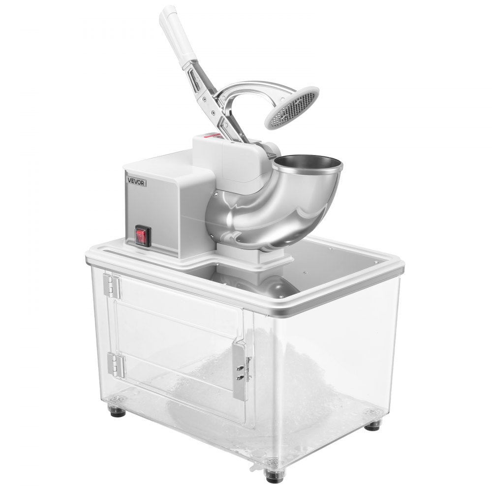 VEVOR Commercial Ice Crusher 661LBS/H, 350W Electric Snow Cone Machine with 4 Blades, 1400RPM Stainless Steel Shaved Ice Machine with 11 Gal Crushed-Ice Box, for Family Restaurants Bars, White