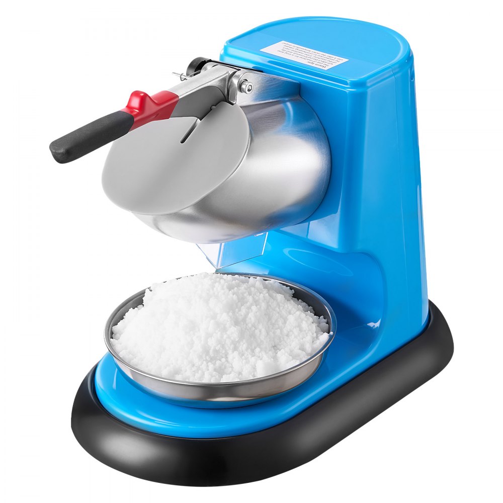 VEVOR Ice Crusher Machine, 220lbs Per Hour Electric 4 Blades Snow Cone Maker, Stainless Steel Shaved Ice Machine with Bowl and Cover, 300W 1400RPM Ice-Shaver for Home and Commercial Use, Blue