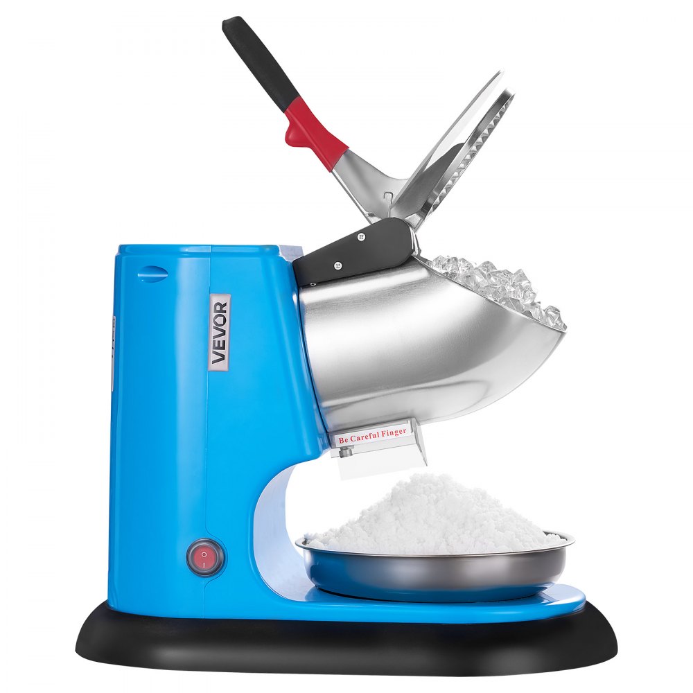 VEVOR Ice Crusher Machine, 220lbs Per Hour Electric 4 Blades Snow Cone Maker, Stainless Steel Shaved Ice Machine with Bowl and Cover, 300W 1400RPM Ice-Shaver for Home and Commercial Use, Blue