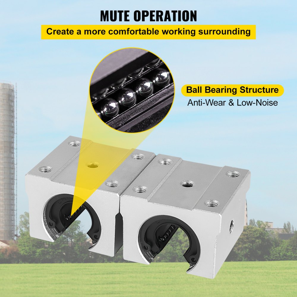 VEVOR Linear Rail, 2PCS SBR12-1000mm, Linear Guide 2 PCS Linear Guide Rails, 4 PCS Square Type Carriage Bearing Blocks, CNC Rail Linear Rails and Bearings Kit, for Automated Machines and Equipments