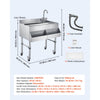 VEVOR Commercial Ice Bin with Sink & Faucet, 60 Qt Max Capacity, 24 x 19 x 35 Inch Stainless Steel Ice Chest with Sliding Lid and Bottle Holders, Cooler Cart Cocktail Unit for Bar Restaurant Pub