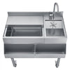 VEVOR Commercial Ice Bin with Sink & Faucet, 60 Qt Max Capacity, 24 x 19 x 35 Inch Stainless Steel Ice Chest with Sliding Lid and Bottle Holders, Cooler Cart Cocktail Unit for Bar Restaurant Pub