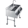 VEVOR Commercial Ice Bin with Sink & Faucet, 60 Qt Max Capacity, 24 x 19 x 35 Inch Stainless Steel Ice Chest with Sliding Lid and Bottle Holders, Cooler Cart Cocktail Unit for Bar Restaurant Pub