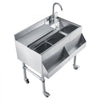 VEVOR Commercial Ice Bin with Sink & Faucet, 60 Qt Max Capacity, 24 x 19 x 35 Inch Stainless Steel Ice Chest with Sliding Lid and Bottle Holders, Cooler Cart Cocktail Unit for Bar Restaurant Pub