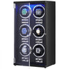 VEVOR Watch Winder, Watch Winder for 6 Men's and Women's Automatic Watches, with 6 Super Quiet Japanese Mabuchi Motors, Blue LED Light and Adapter, High-Density Board Shell and Black PU