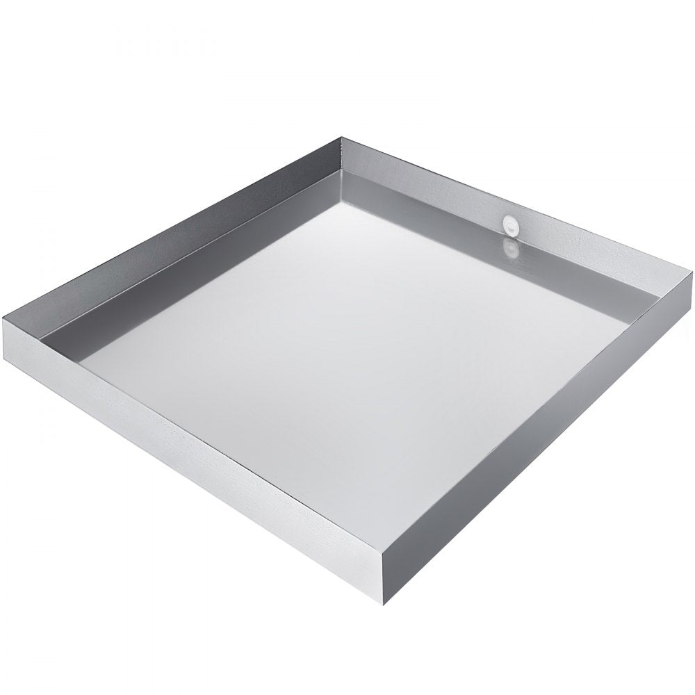 VEVOR 27 x 25 x 2.5 Inch Washing Machine Pan 304 Stainless Steel Washing Machine Drain Pan 18 GA Thickness Heavy Duty Compact Washer Drip Tray with Drain Hole & Hose Adapter
