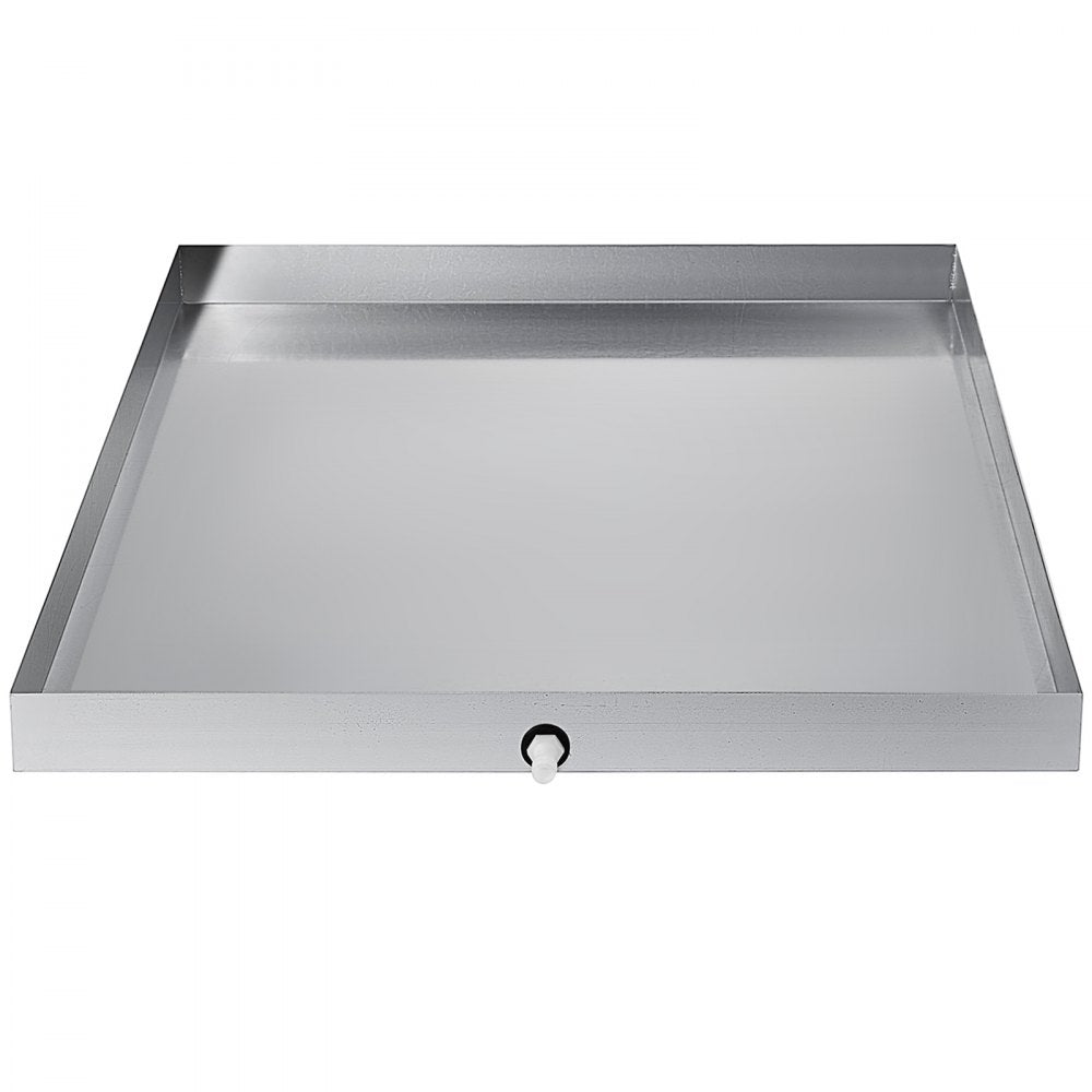 VEVOR 32 x 30 x 2.5 Inch Washing Machine Pan 18 GA Thickness Galvanized Steel Heavy Duty Compact Washer Drip Tray with Drain Hole & Hose Adapter