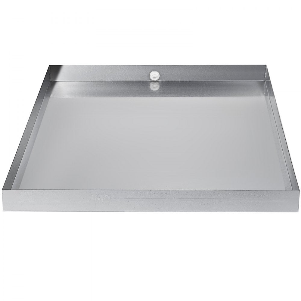 VEVOR 32 x 30 x 2.5 Inch Washing Machine Pan 18 GA Thickness Galvanized Steel Heavy Duty Compact Washer Drip Tray with Drain Hole & Hose Adapter