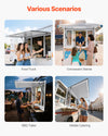 VEVOR Concession Window 53x33 in, Aluminum Alloy Service Window for Food Truck, Up to 85 Degrees Stand Serving Window with 4 Sliding Windows, Awning Door, and Drag Hook, for Concession Trailers