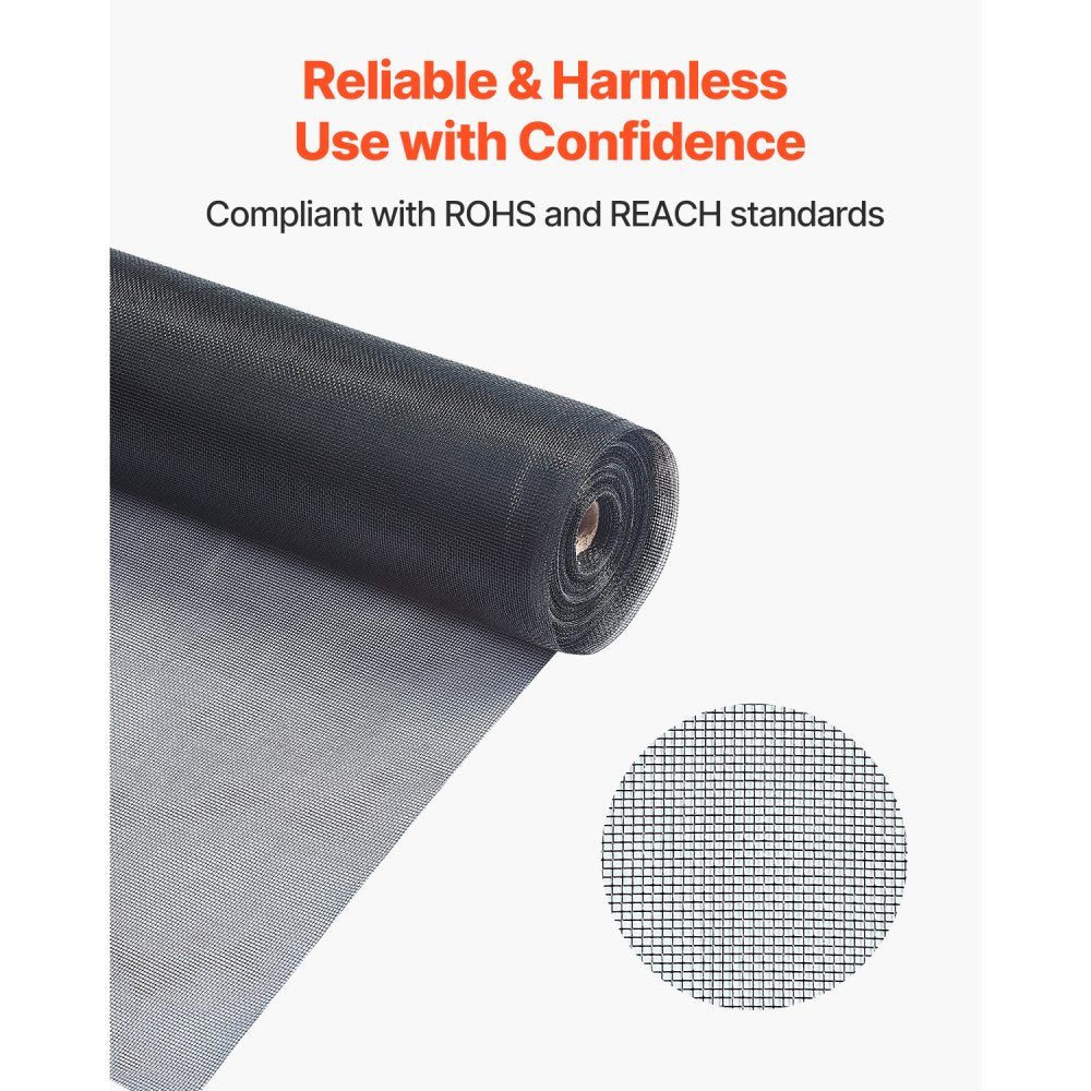 VEVOR Window Screen Replacement, 100 ft × 48 in Window Screen Mesh, DIY Adjustable Fiberglass Screen Mesh - Durable, Washable & Easy to Install, Window Screen Repair Kit for Patio Porch Door Windows
