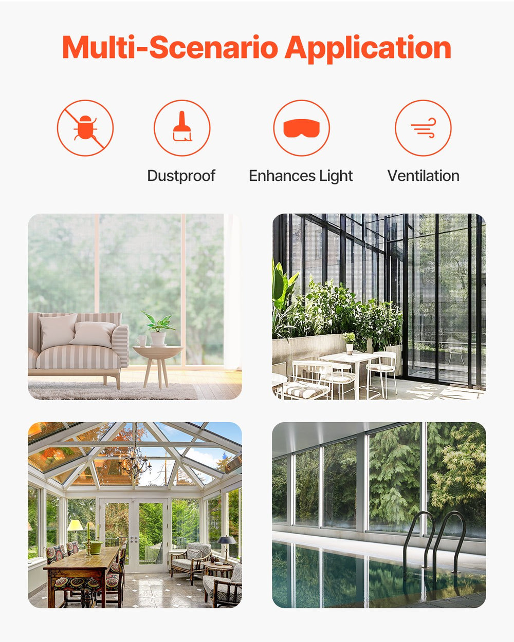 VEVOR window screen replacement mesh multi-scenario application graphic