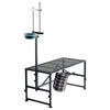 VEVOR Goat Milking Stand, 600 lbs Heavy Duty Goat Stand with Feed Bin, Adjustable Headpiece & Tool Basket, Stanchion for Grooming & Hoof Trimming, Metal Livestock Platform for Sheep, 47" x 23", Black