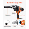 Durable design highlights (rubber handle, refined shaft, overload protection, water-seal-free, heat dissipation)