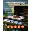 VEVOR Stainless Steel Griddle, 17x13 inch Universal Flat Top Rectangular Plate, Gas Grill Griddle for BBQ Grill, Teppanyaki, Portable Family Cookware with Handle, for Camping Tailgating Party