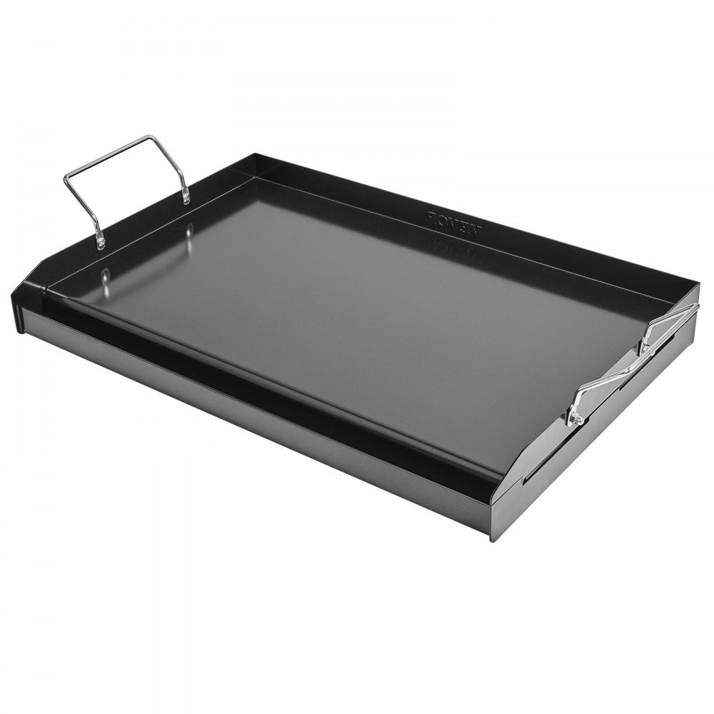 VEVOR Carbon Steel Griddle, 24x16 inch Universal Flat Top Rectangular Plate, Gas Grill Griddle for BBQ Grill, Teppanyaki, Portable Family Cookware with Handle, for Camping Tailgating Party
