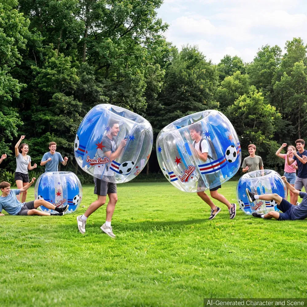 VEVOR 2-Pack Inflatable Bumper Balls 4FT Human Bubble for Teens Transparent, for Backyard, Camping, Picnic, Park, Lawn, and Outdoor Team Gameplay, Thickened PVC Material, Sumo Hamster Ball with Handle