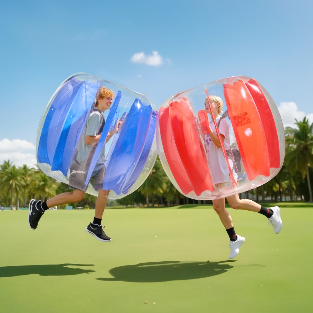 VEVOR Inflatable Bumper Balls 2-Pack, 4FT/1.2M Body Sumo Ball, Durable Thick PVC Human Hamster Bubble Knocker for Outdoor Sports Team Gaming Play, Bopper Toy for Garden Yard Park, Red & Blue